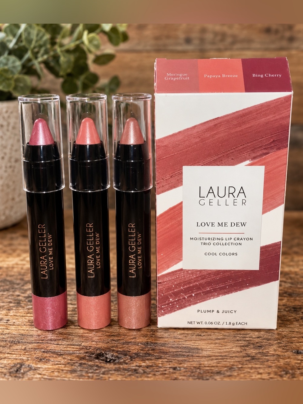 Laura Geller Love Me Dew Moisturizing Lip Crayon 3 Piece Collection - BNIB!